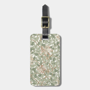 Etiqueta De Bagagem William Morris Honeysuckle Verde Floral