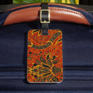 Etiqueta De Bagagem William Morris Índia Vermelho Floral Vintage Cláss