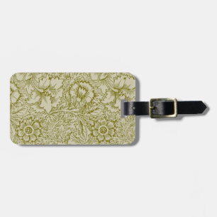 Etiqueta De Bagagem William Morris Poppy Classic Floral Green