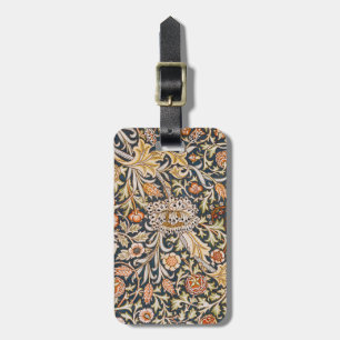 Etiqueta De Bagagem William Morris Vintage Trent Azul Padrão Floral