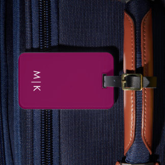 Etiqueta De Bagagem Wine and White  Modern Monogram 