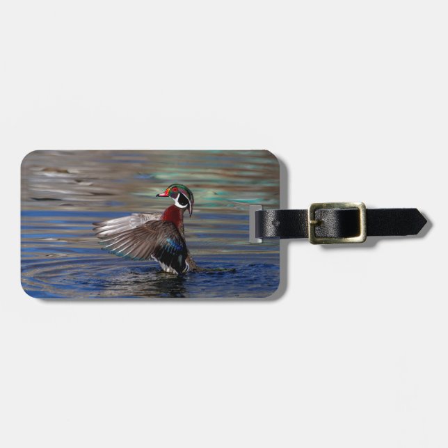 Etiqueta De Bagagem Wing Flapping Wood Duck (Frente Horizontal)