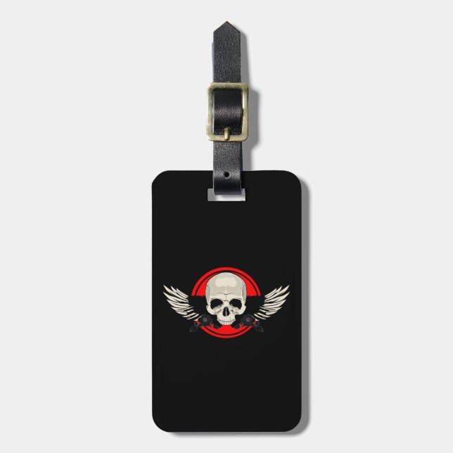 Etiqueta De Bagagem Wing Skull - RED (Frente Vertical)