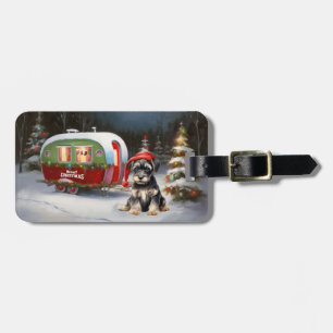 Etiqueta De Bagagem Winter Schnauzer Caravan Christmas Adventure