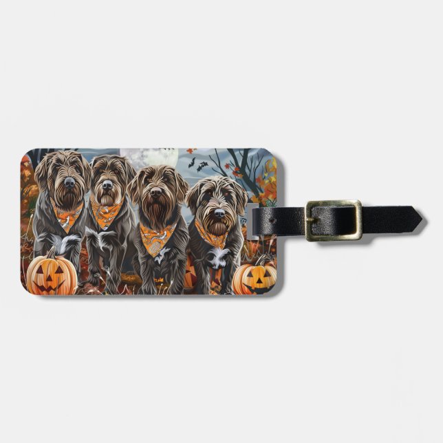 Etiqueta De Bagagem Wirehaired Pointing Griffon Halloween Spooky (Frente Horizontal)