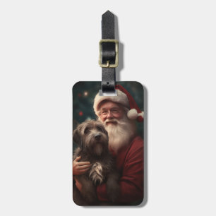 Etiqueta De Bagagem Wirehaired Pointing Griffon Papai Noel Natal