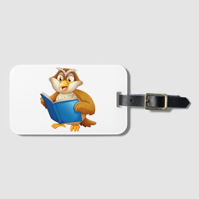 Etiqueta De Bagagem Wise Owl Reading Book (Frente Horizontal)