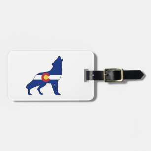 Etiqueta De Bagagem Wolf do Colorado Flag