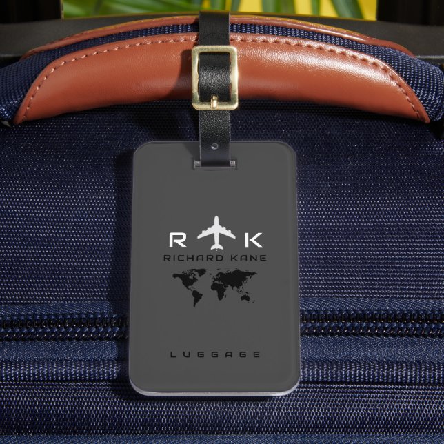 Etiqueta De Bagagem World Map International Avion Viagem (Frente Insitu 2)