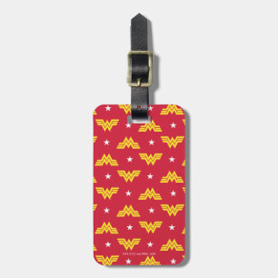 Etiqueta De Bagagem WW84 Red Wonder Woman Logo And Stars Pattern