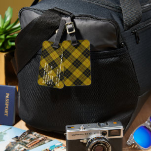 Etiqueta De Bagagem Xadrez amarela de tartan MacLeod