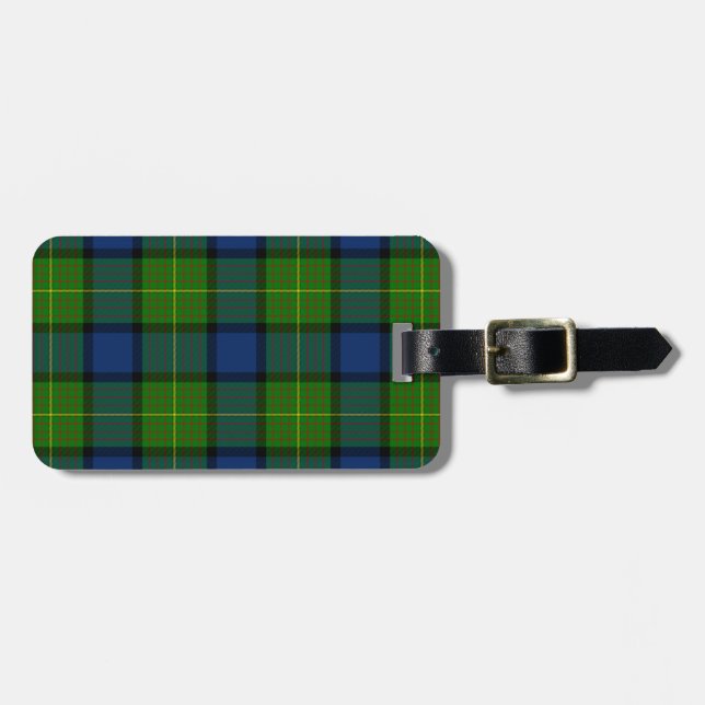 Etiqueta De Bagagem Xadrez azul verde Muir Moore tartan (Frente Horizontal)
