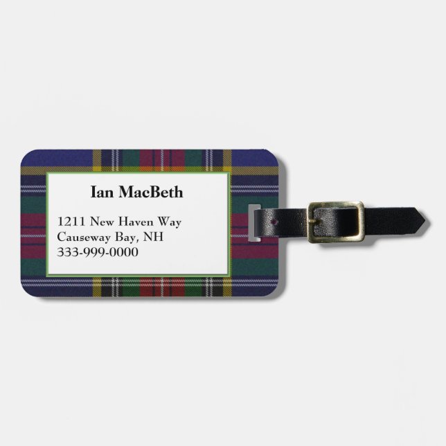 Etiqueta de Bagagem Xadrez Personalizada MacBeth T (Frente Horizontal)