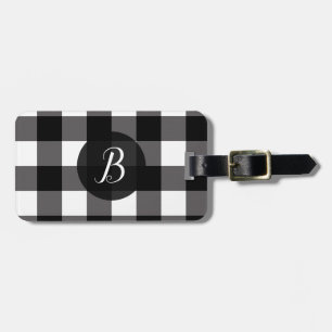 Etiqueta De Bagagem Xadrez Preto e Branco de Búfalo