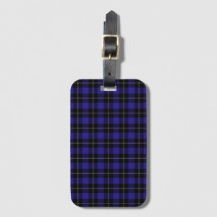 Etiqueta De Bagagem Xadrez Real Azul Preto