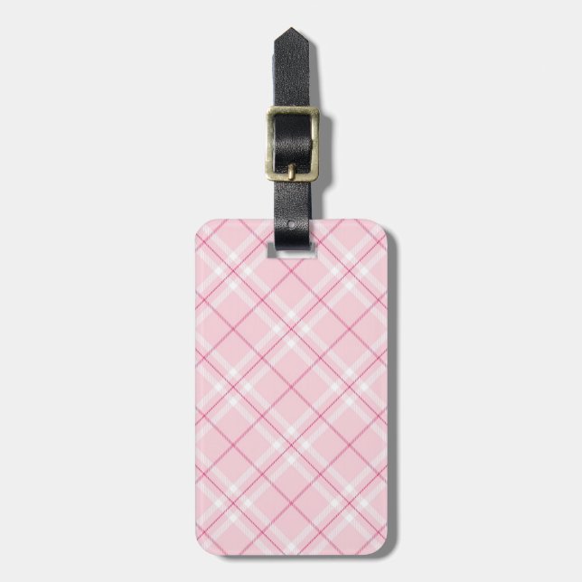 Etiqueta De Bagagem Xadrez Rosa claro (Frente Vertical)