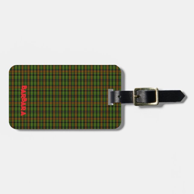 Etiqueta De Bagagem Xadrez Tartan de Monitorização Personalizada Azul  (Frente Horizontal)