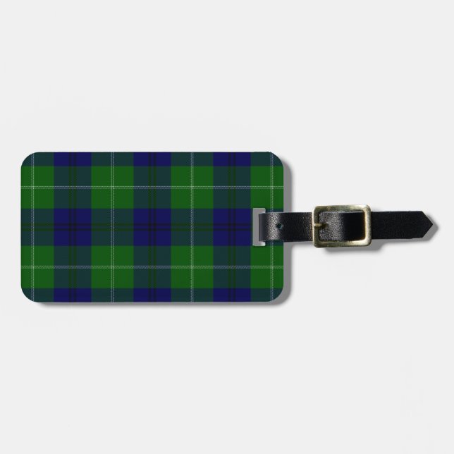 Etiqueta De Bagagem Xadrez verde-azul-olefante-tartan (Frente Horizontal)