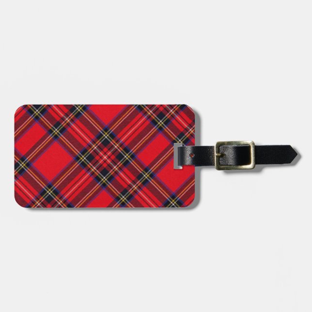 Etiqueta De Bagagem Xadrez vermelha de Stewart tartan (Frente Horizontal)