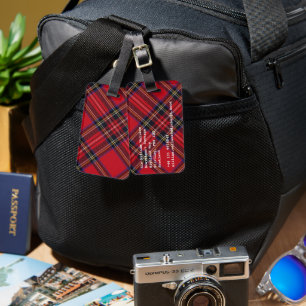 Etiqueta De Bagagem Xadrez vermelha de Stewart tartan