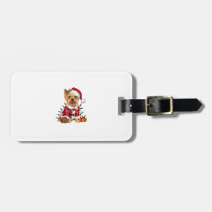 Etiqueta De Bagagem Xmas Lighting Papais noeis Yorkshire Terrier Dog C