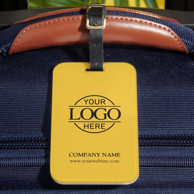 Etiqueta De Bagagem Yellow Elegant Business Logo Employee Travel (Frente Insitu 2)