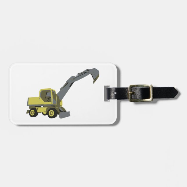 Etiqueta De Bagagem Yellow Excavator Construction Machinery (Frente Horizontal)