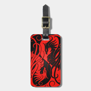 Etiqueta De Bagagem Yin vermelho e preto Yang Phoenix