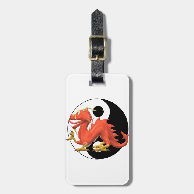 Etiqueta De Bagagem Yin-yang Red Dragon (Frente Vertical)