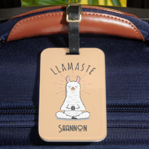 Etiqueta De Bagagem Yoga Llama - Llamaste Pun Monograma Nome