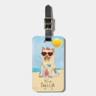 Etiqueta De Bagagem Yorkie de Verão
