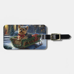 Etiqueta De Bagagem Yorkshire Terrier Temporada de Natal