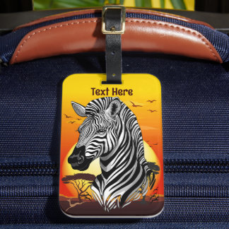 Etiqueta De Bagagem Zebra African Savanna Wild Animal
