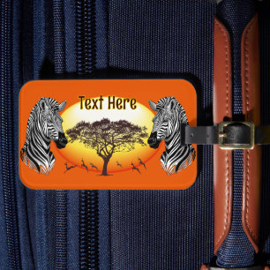Etiqueta De Bagagem Zebra African Savanna Wild Animal
