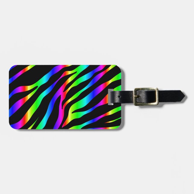 Etiqueta De Bagagem zebra arco-íris (Frente Horizontal)
