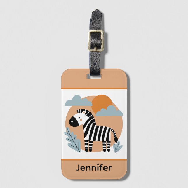Etiqueta De Bagagem Zebra Escandinava Impressionada (Frente Vertical)