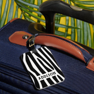 Etiqueta De Bagagem Zebra Moderna Striped Personalizada