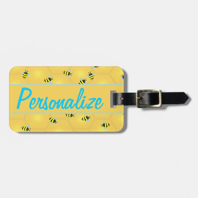 Etiqueta De Bagagem Zumbido das abelhas personalizado (Frente Horizontal)