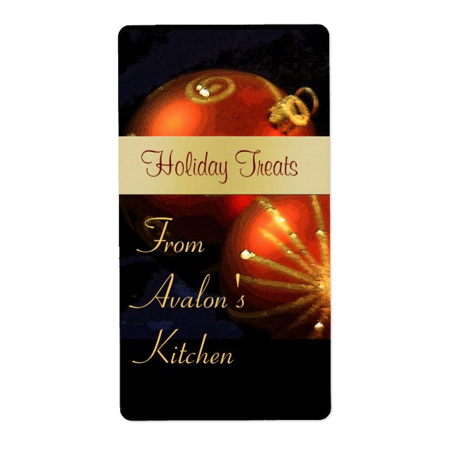 Etiqueta de Baking da Cozinha Dourada e Vermelha N (Frente)