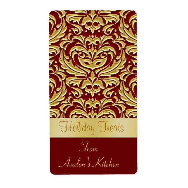 Etiqueta de Baking de Cozinha de Damasco Feriado (Frente)