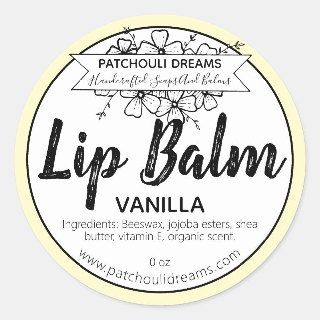 Etiqueta de Balão de Lip de Vanilla Personalizável (Frente)