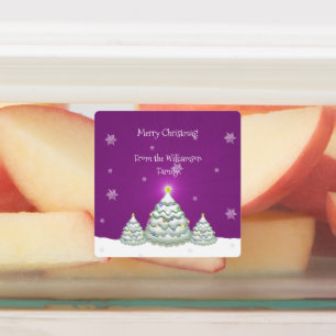 Etiqueta de Banho de Árvore de Natal Magenta Snow