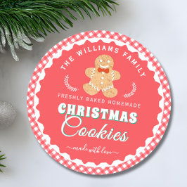 Etiqueta de biscoitos de Natal com xadrez de gengi