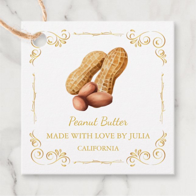 Etiqueta de bloqueio quadrado da manteiga de amend (Frente)