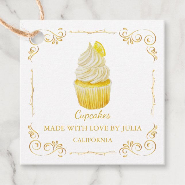 Etiqueta de bloqueio quadrado de Cupcakes frescos  (Frente)