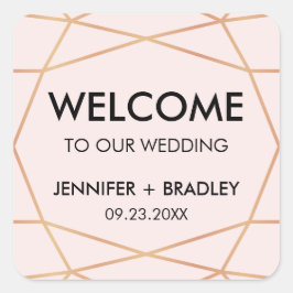 Etiqueta de Boas-vindas do Casamento Dourado Geomé