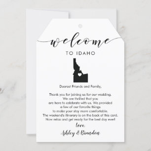 Etiqueta de Boas-vindas Idaho Wedding, Letra Itine