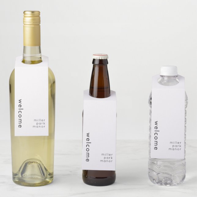 Etiqueta de Boas-vindas Mínima para Garrafa Pendur (In Situ)