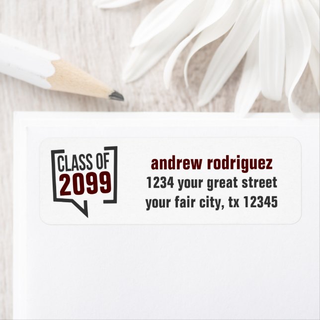 Etiqueta de Bolhas de Voz de Ano de Classe Maroon (Insitu)