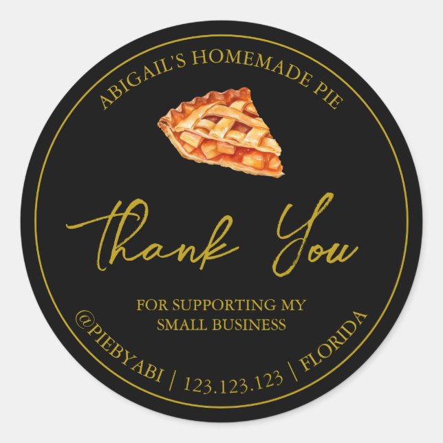 Etiqueta De Bolo De Pizza Homemada Simples Obrigad (Frente)